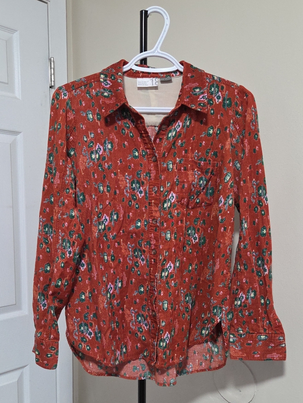 Anthropologie Rust Floral Button-Down Shirt